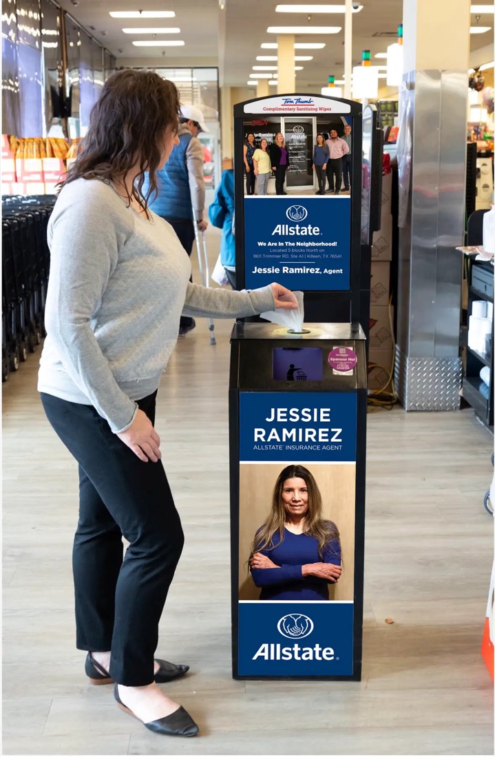 A real advertising campaign on a Terraboost kiosk at a store entrance